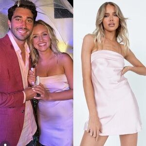 Princess Polly Phillipa light pink satin mini dress. As seen on the Bachelor!